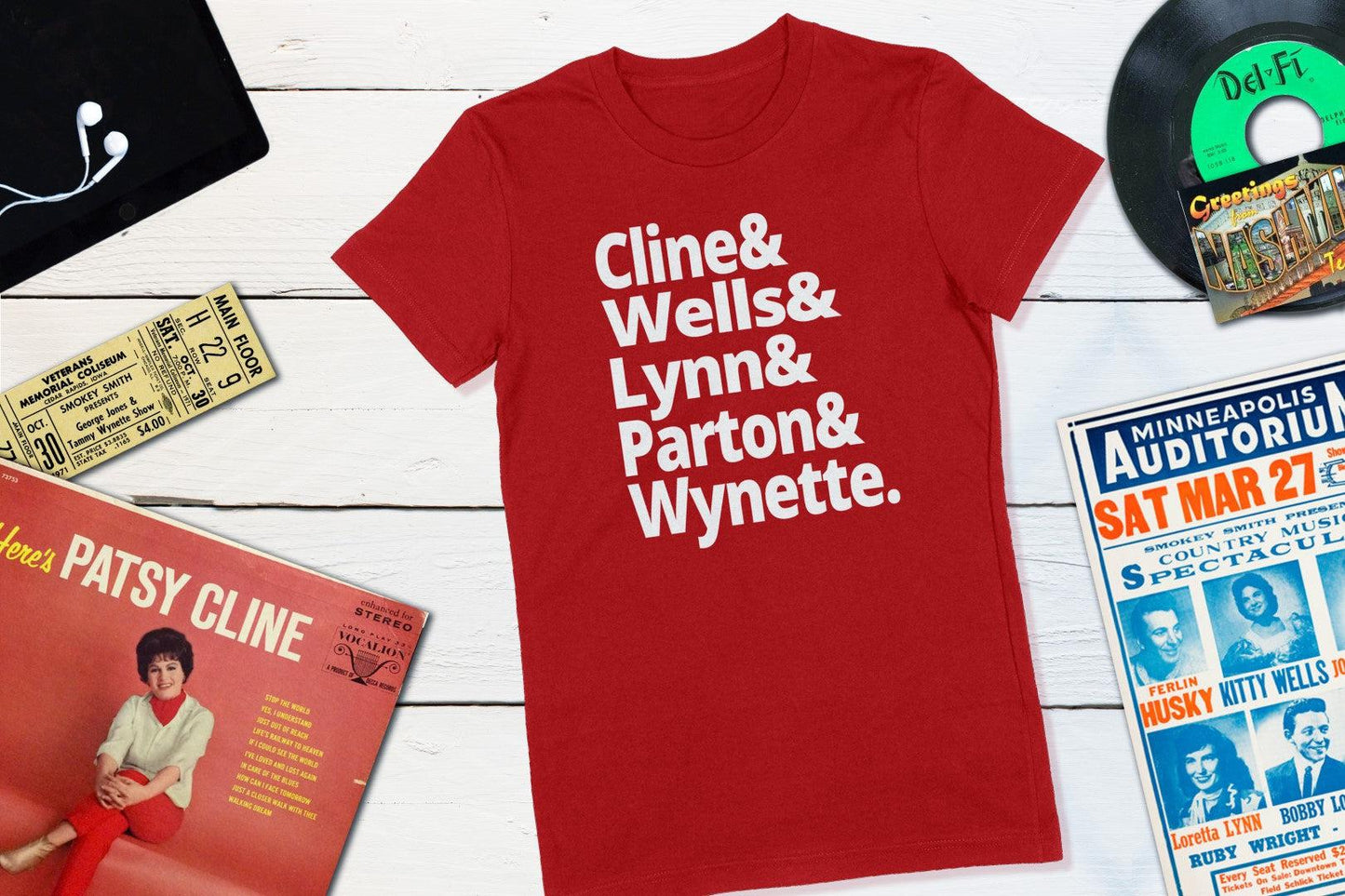 Legends of Country Music - Cline, Wells, Lynn, Parton, Wynette Women's Shirt-Women's T-shirt-Yesteeyear