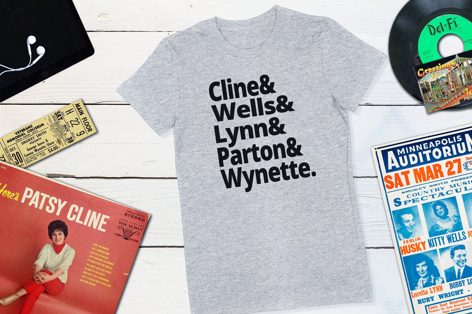 Legends of Country Music - Cline, Wells, Lynn, Parton, Wynette Women's Shirt-Women's T-shirt-Yesteeyear