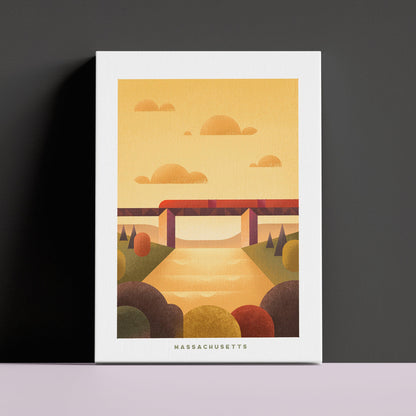 Massachusetts Travel Poster Canvas-Canvas-Yesteeyear