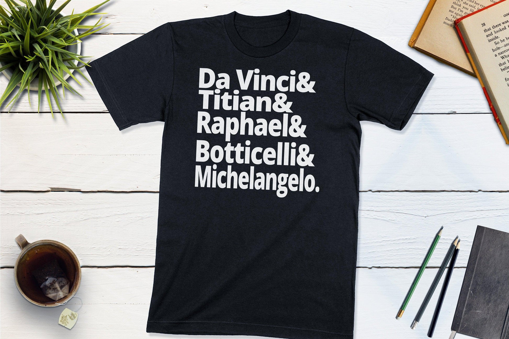 Masters of the Renaissance - Da Vinci Titian Raphael Botticelli Michelangelo-Unisex T-shirt-Yesteeyear