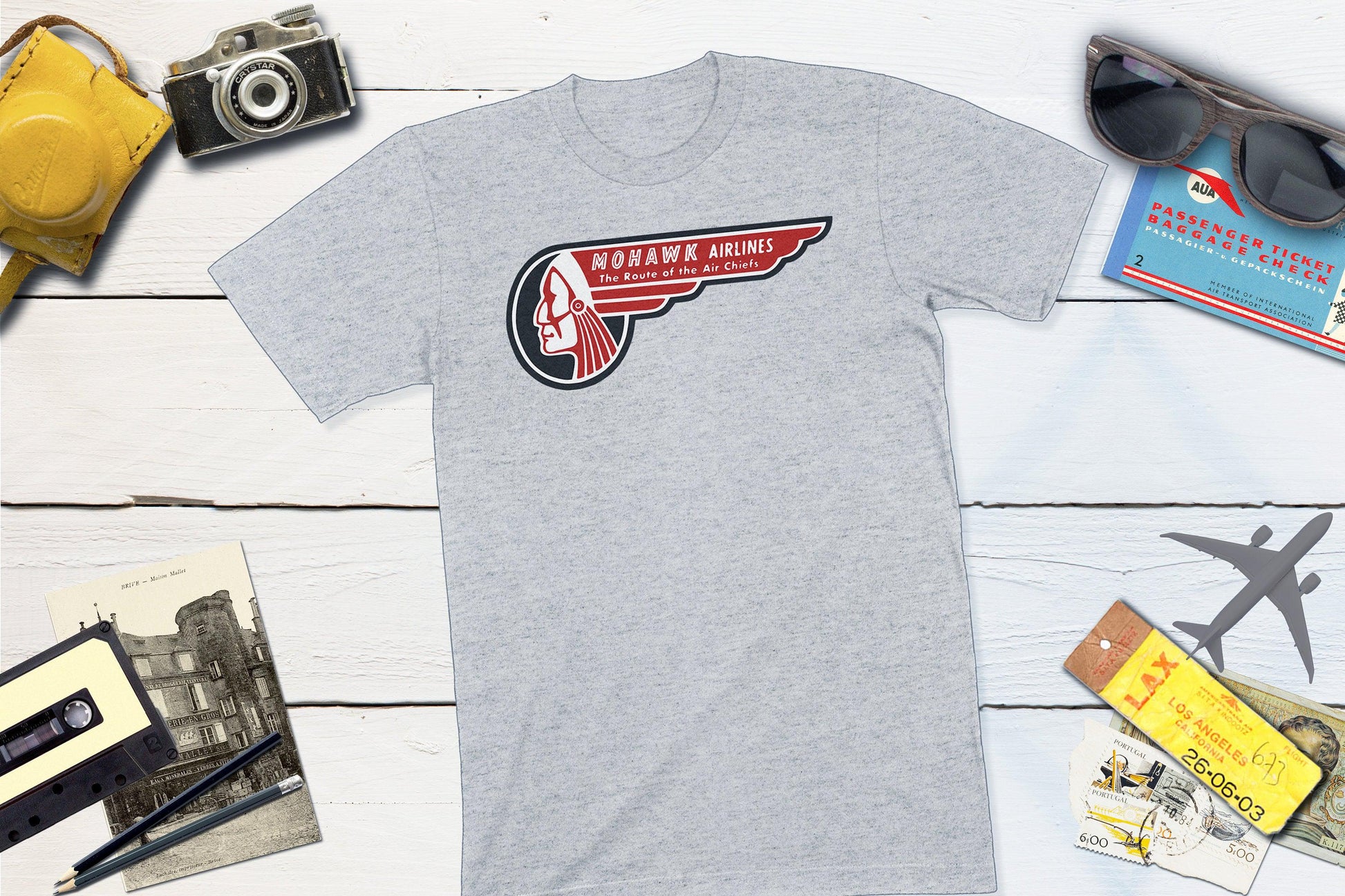 Mohawk Airlines Vintage Travel Sticker-Unisex T-shirt-Yesteeyear