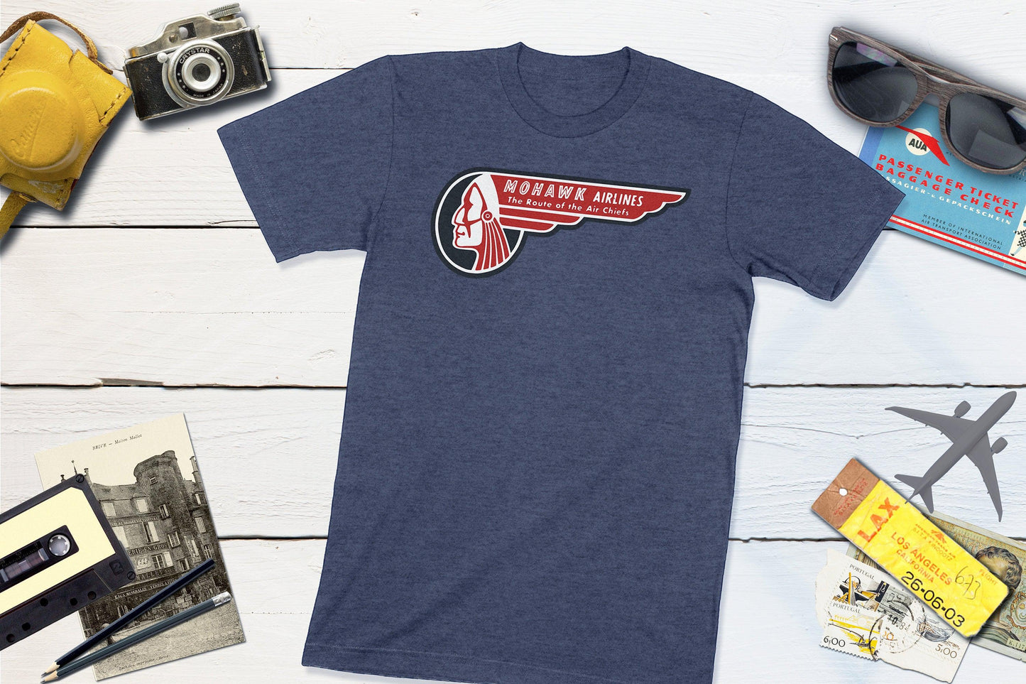 Mohawk Airlines Vintage Travel Sticker-Unisex T-shirt-Yesteeyear
