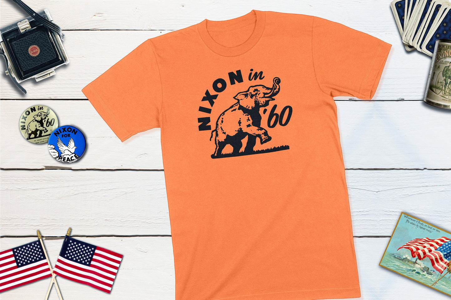 Nixon in 60 - Richard Nixon Political Campaign Button-Unisex T-shirt-Yesteeyear