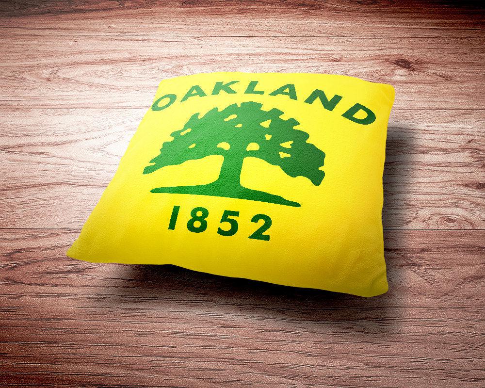 Oakland California City Flag Throw Pillow-Throw Pillow-Yesteeyear