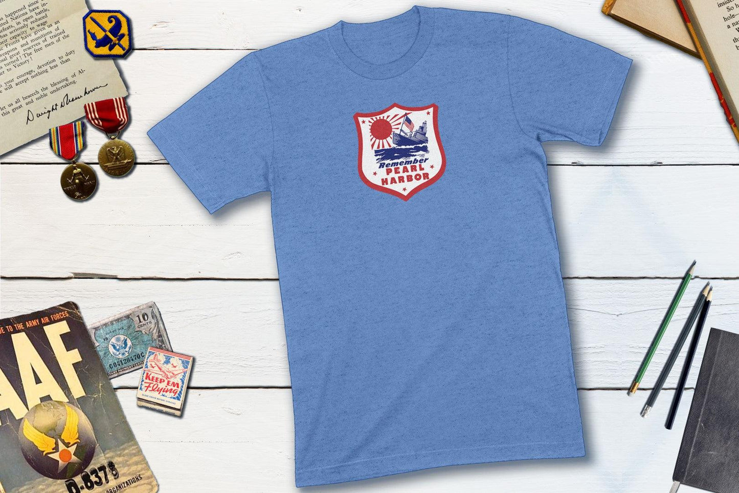 Remember Pearl Harbor - WWII Vintage Matchbook-Unisex T-shirt-Yesteeyear