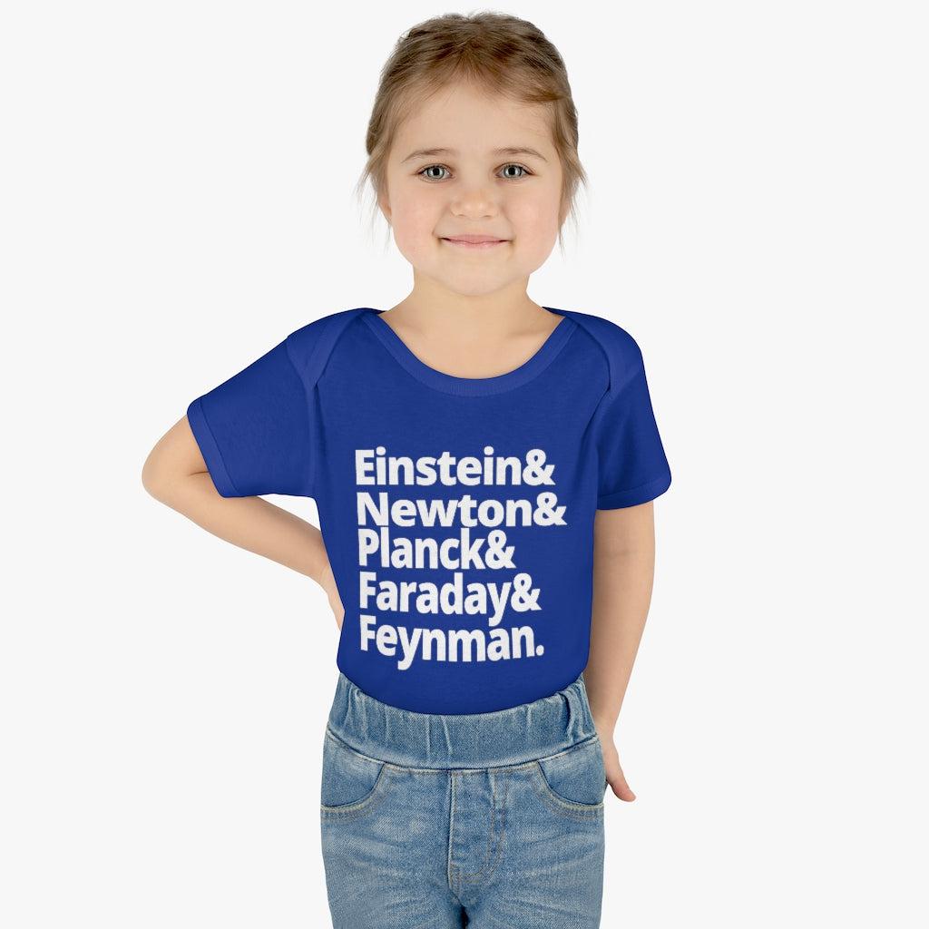 Science Baby Bodysuit Greatest Physicists in History - Einstein Newton Planck Faraday Feynman Physics Infant Bodysuit-Kids clothes-Yesteeyear