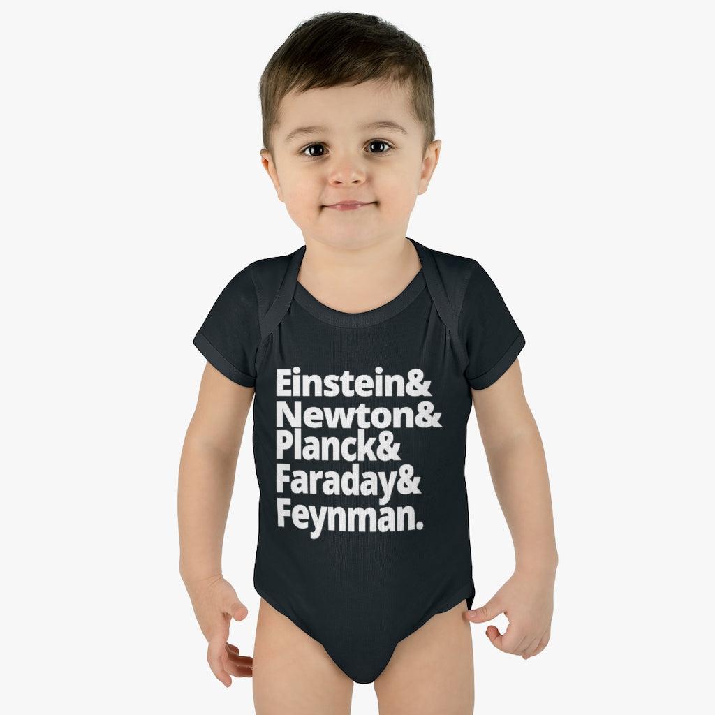 Science Baby Bodysuit Greatest Physicists in History - Einstein Newton Planck Faraday Feynman Physics Infant Bodysuit-Kids clothes-Yesteeyear