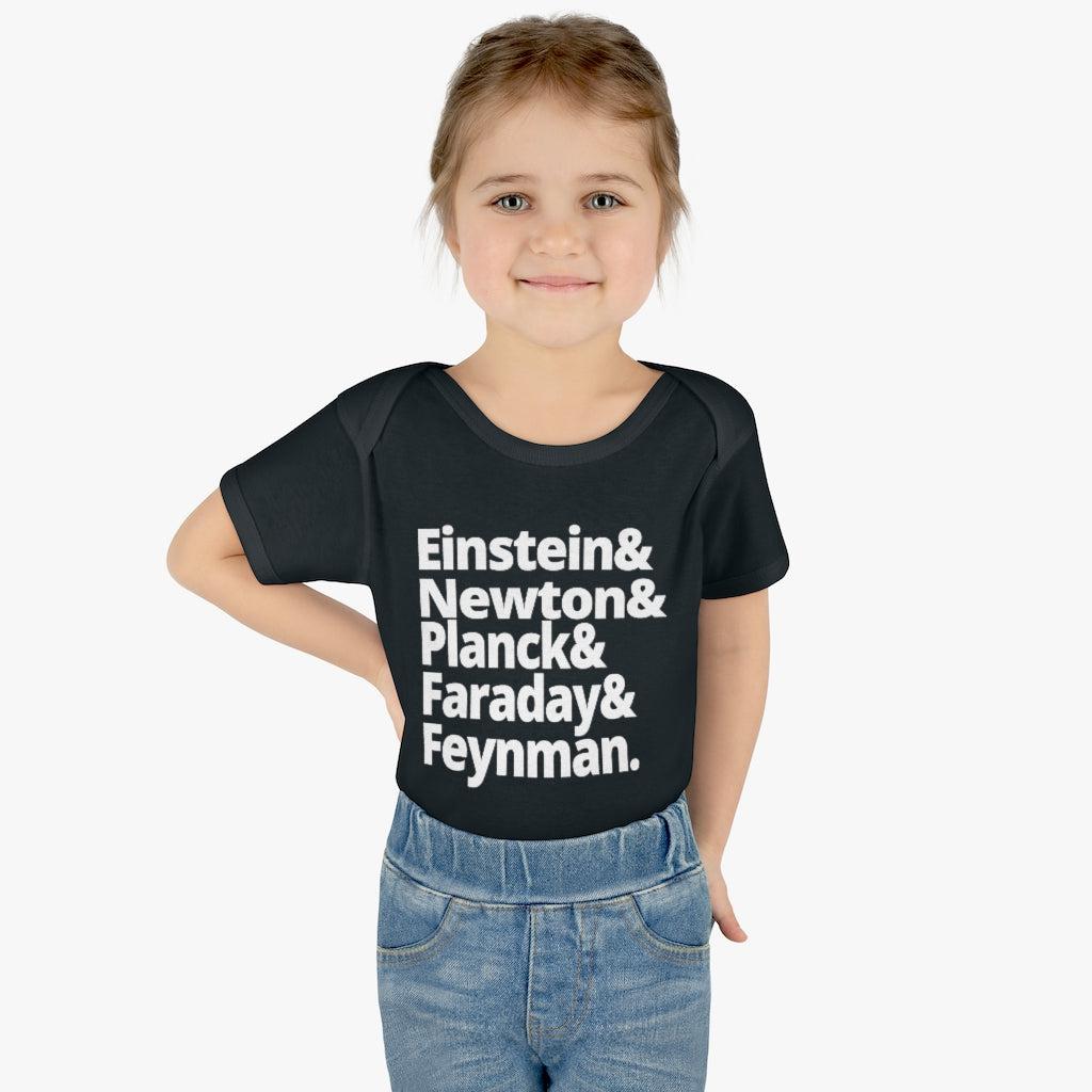 Science Baby Bodysuit Greatest Physicists in History - Einstein Newton Planck Faraday Feynman Physics Infant Bodysuit-Kids clothes-Yesteeyear