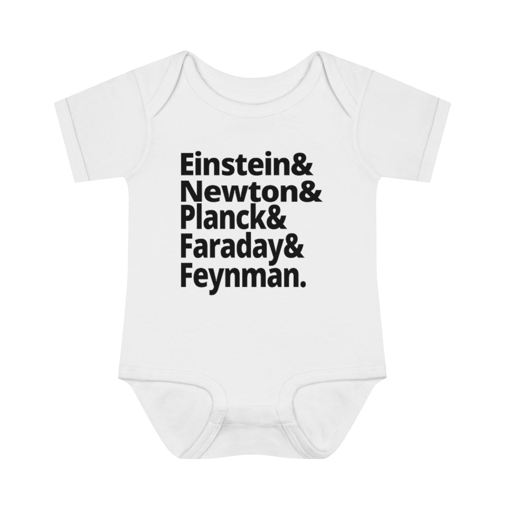 Science Baby Bodysuit Greatest Physicists in History - Einstein Newton Planck Faraday Feynman Physics Infant Bodysuit-Kids clothes-Yesteeyear