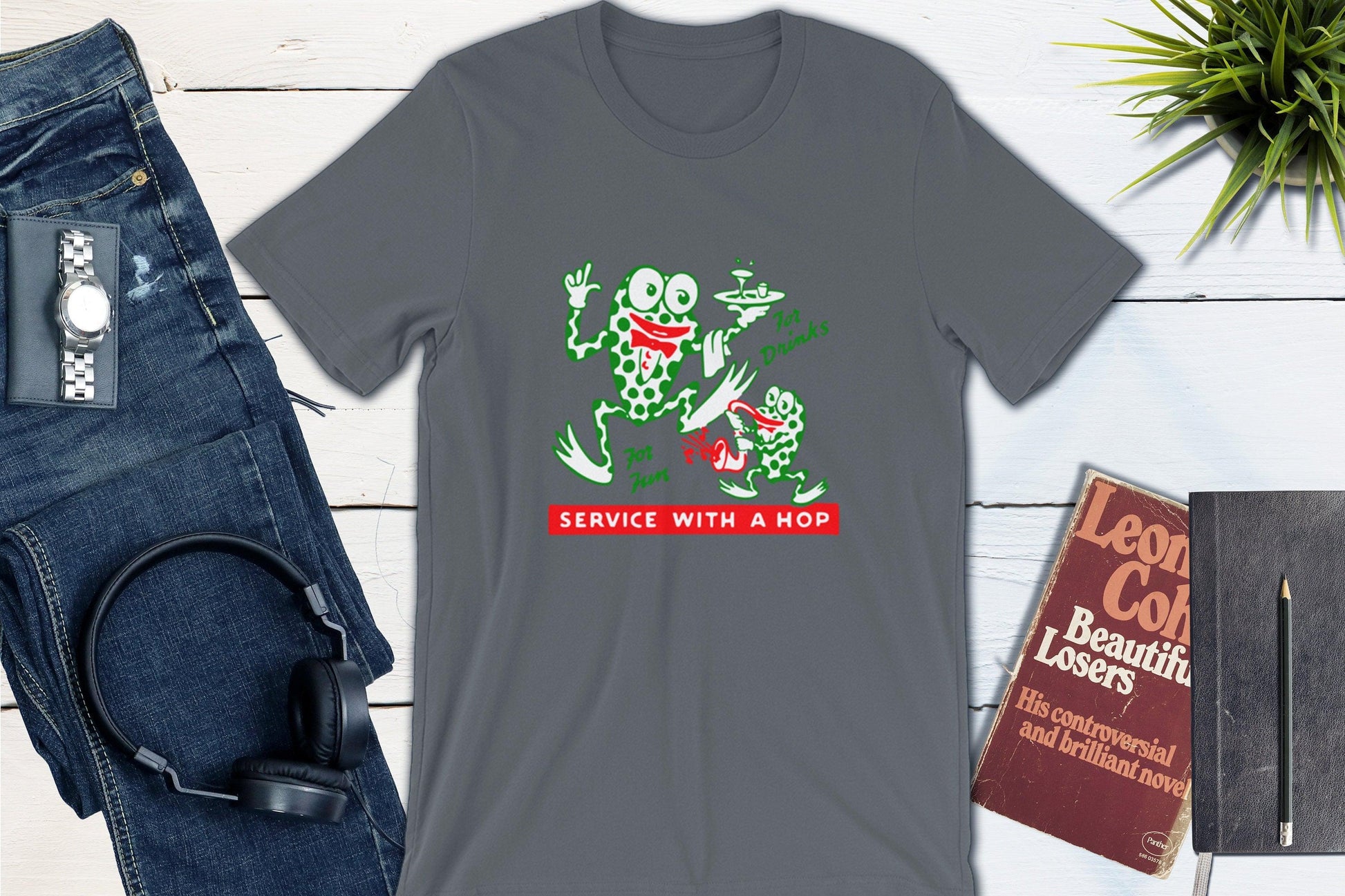 Service With A Hop - Vintage Cocktail Lounge Matchbook-Unisex T-shirt-Yesteeyear