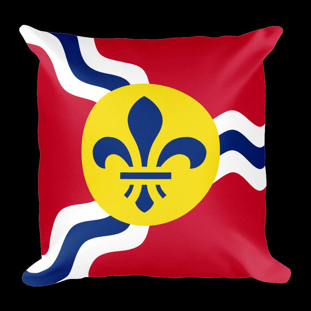 St Louis Missouri Flag Throw Pillow-Throw Pillow-Yesteeyear
