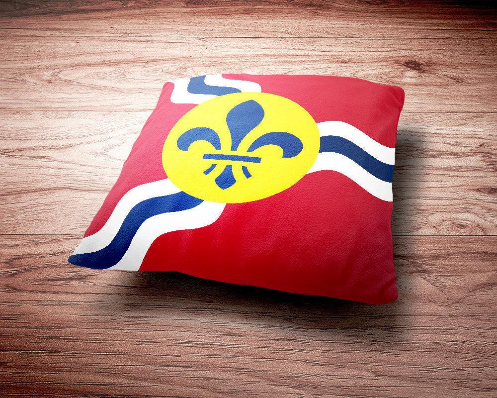 St Louis Missouri Flag Throw Pillow-Throw Pillow-Yesteeyear