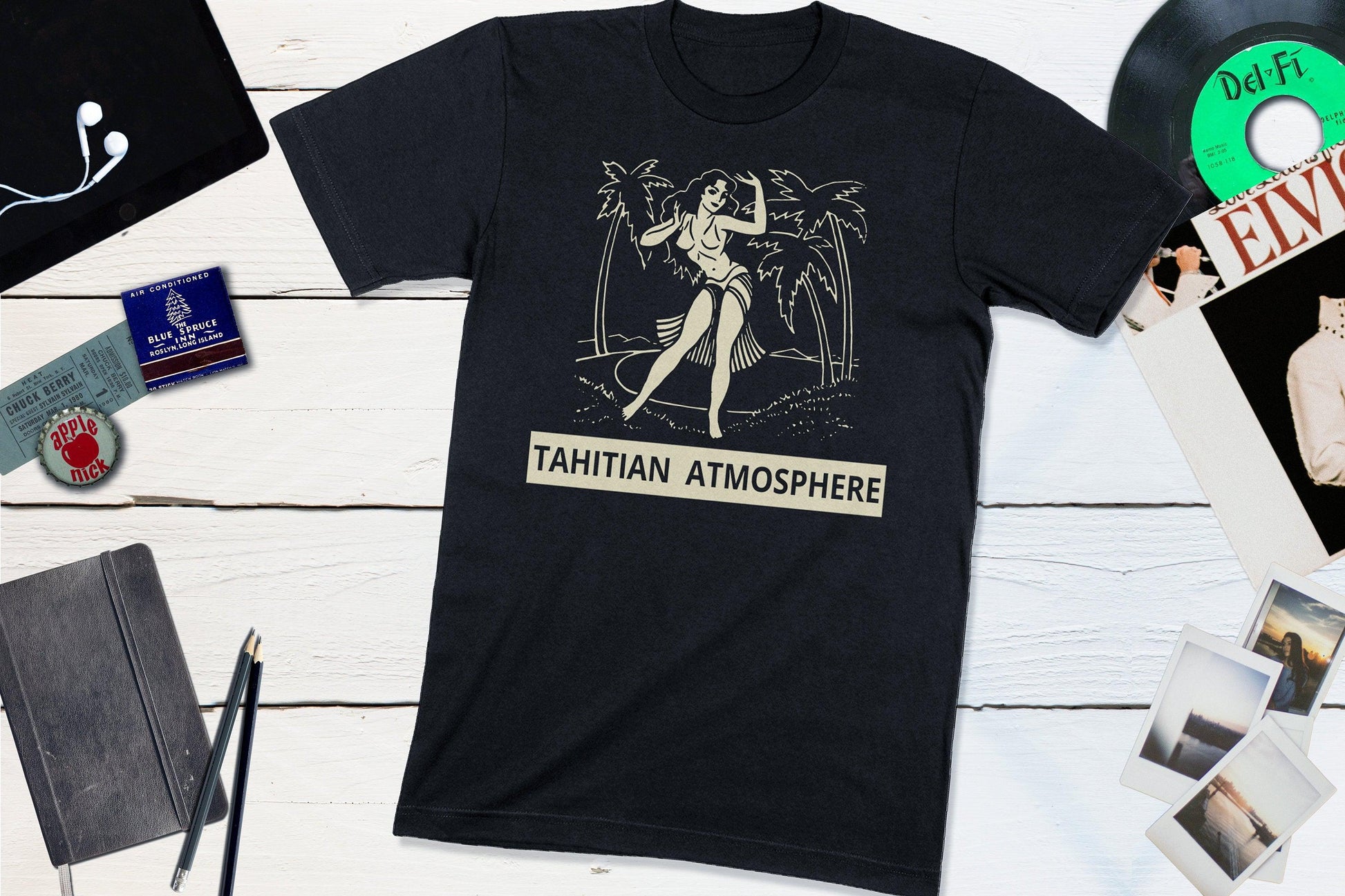 Tahitian Atmosphere Cocktail Lounge Vintage Matchbook-Unisex T-shirt-Yesteeyear