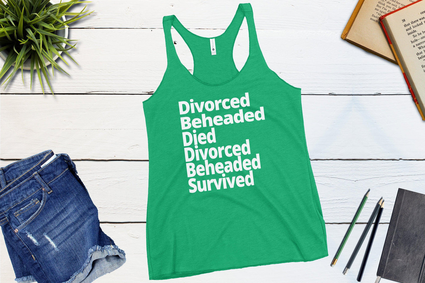 The Fates of the Wives of Henry VIII Racerback Tank Top-Racerback Tank Top-Yesteeyear
