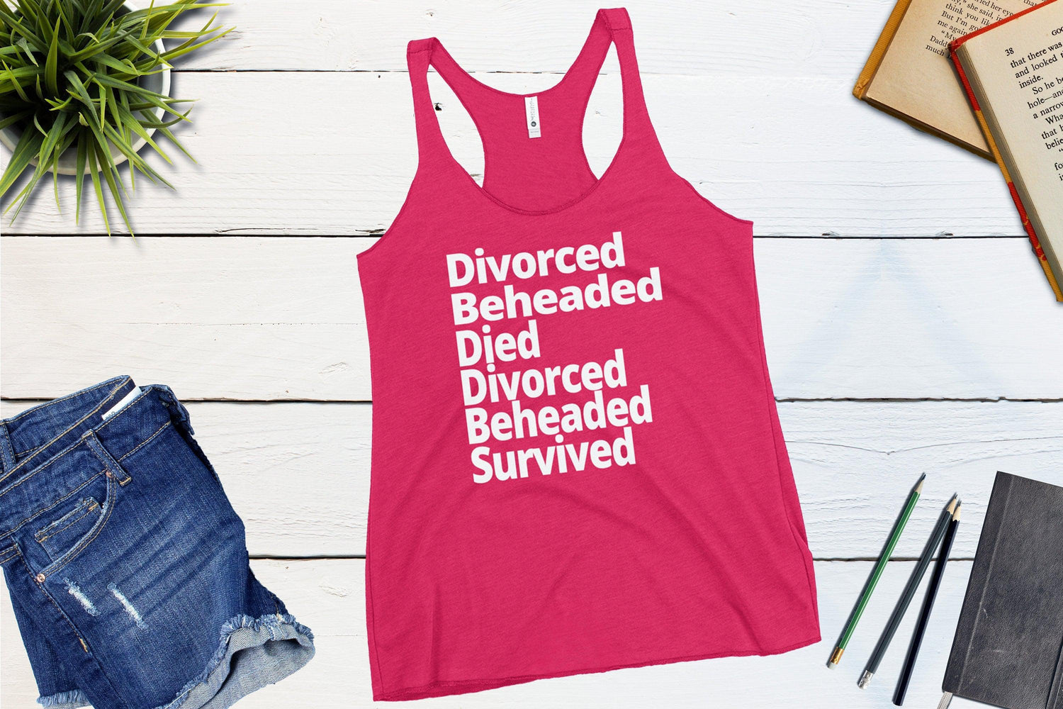 The Fates of the Wives of Henry VIII Racerback Tank Top-Racerback Tank Top-Yesteeyear