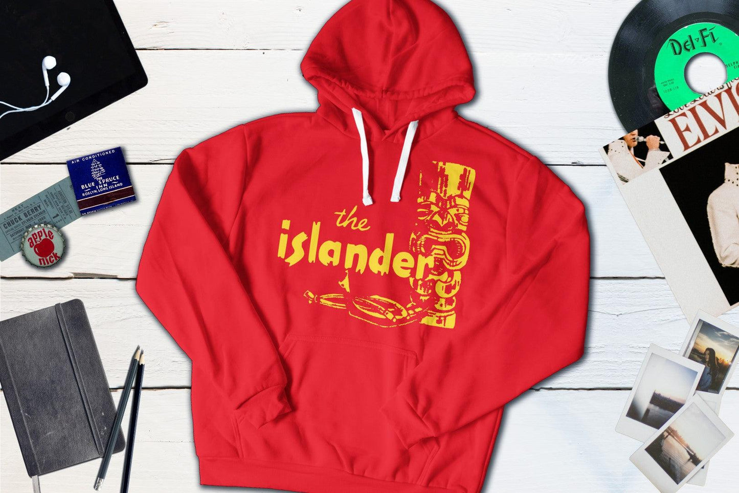The Islander Restaurant Los Angeles Vintage Polynesian Matchbook-Hooded Sweatshirt-Yesteeyear