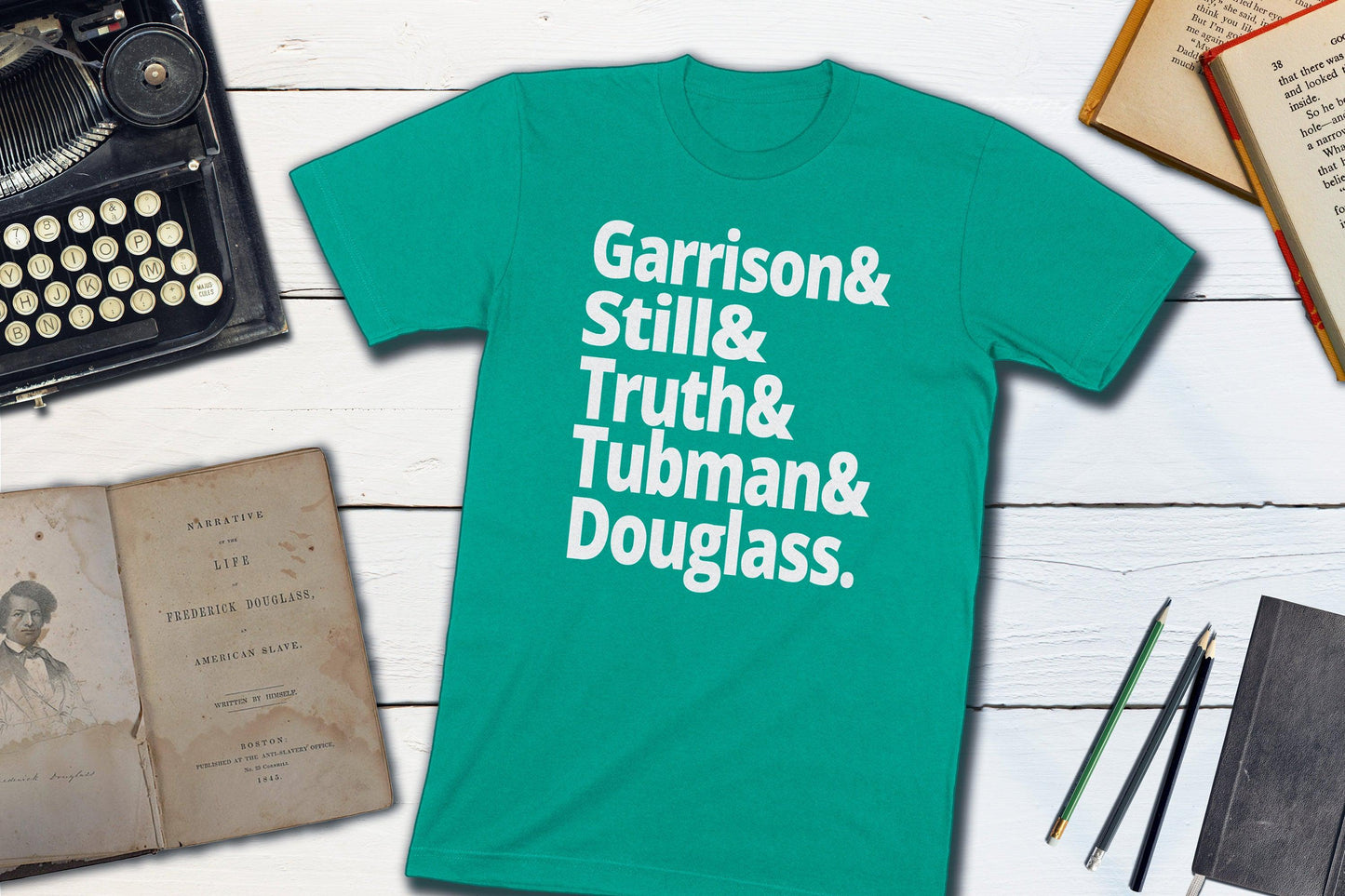 US Abolitionist Leaders - Harriet Tubman, Frederick Douglass, Garrison, Still, Truth-Unisex T-shirt-Yesteeyear