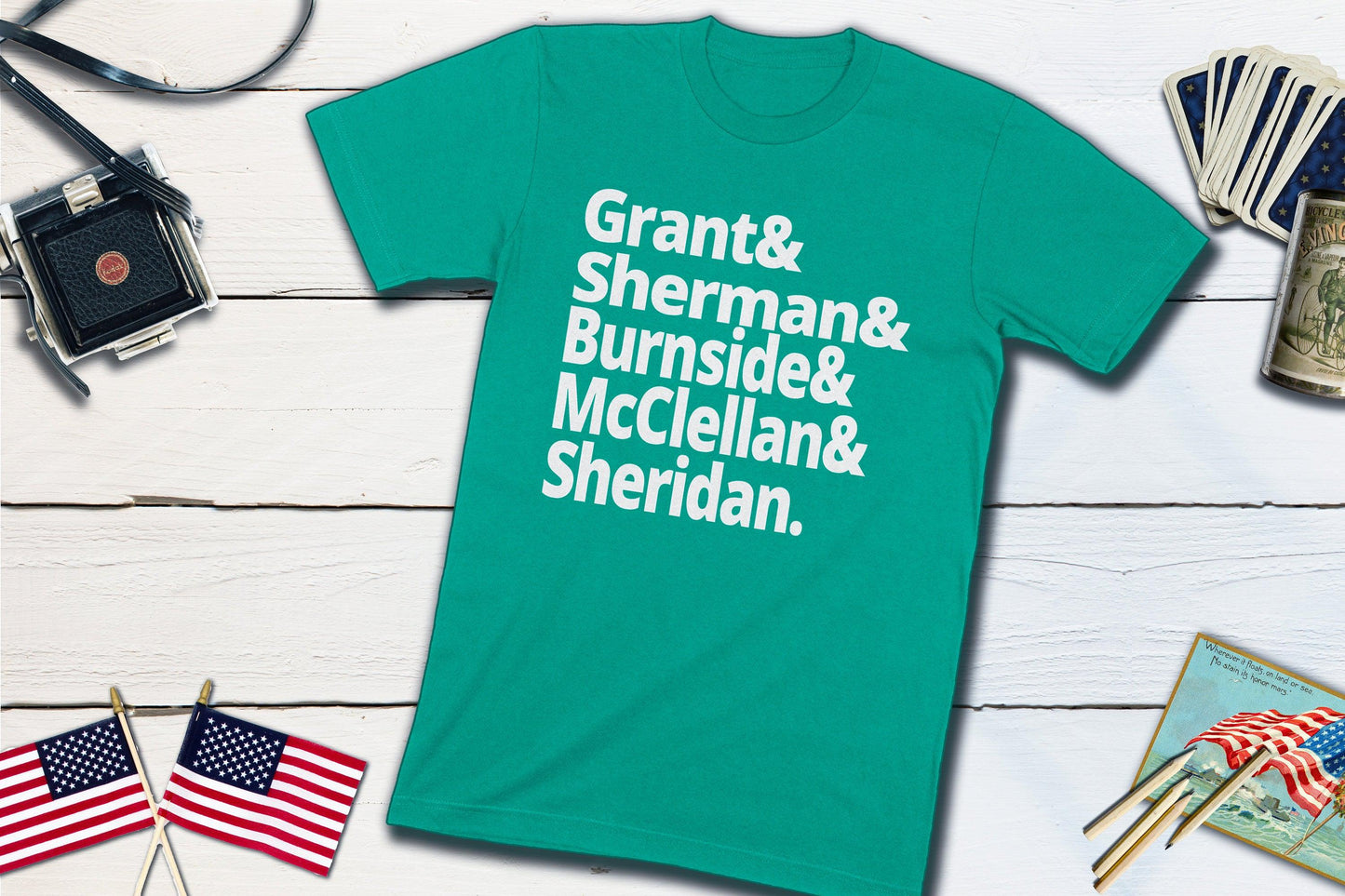 Union Army Generals - Grant, Sherman, Burnside, McClellan, Sheridan - US Civil War-Unisex T-shirt-Yesteeyear