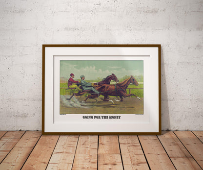 Vintage Harness Horse Racing Currier & Ives Poster Print-Poster-Yesteeyear