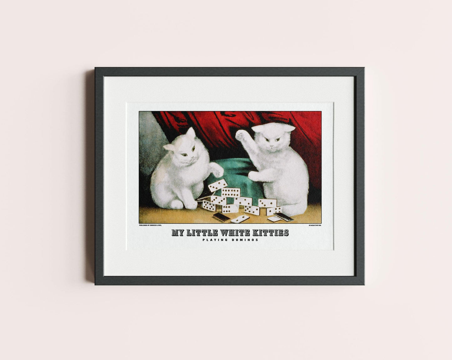 White Little Kitties Currier & Ives Cat Poster Print-Poster-Yesteeyear